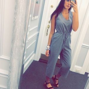 Blue and cream jumpsuit suit